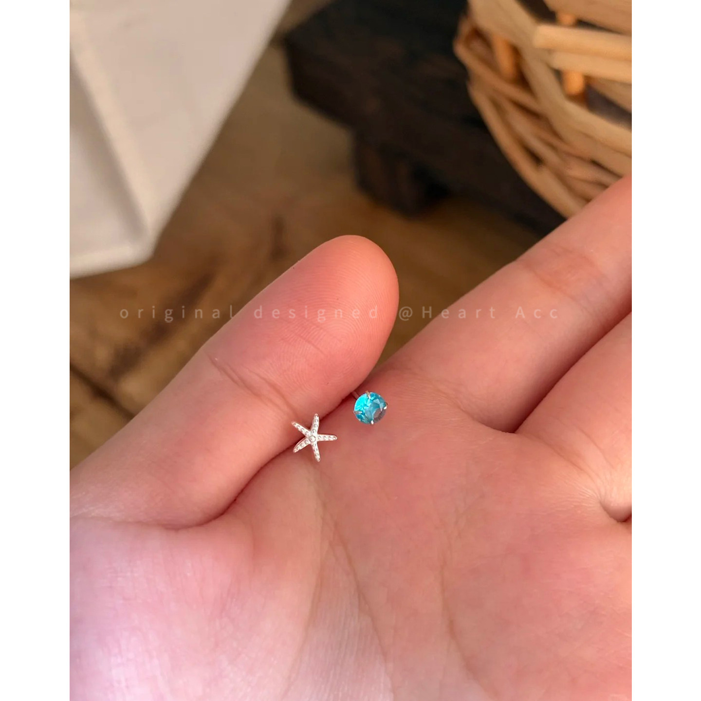 S999银针星星锆石耳钉女睡觉免摘养耳洞耳环高级感精致小巧耳骨钉