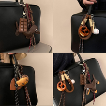 巧克力腊肠狗面包棒球挂件韩系ins风编织绳车钥匙扣包包配饰挂饰