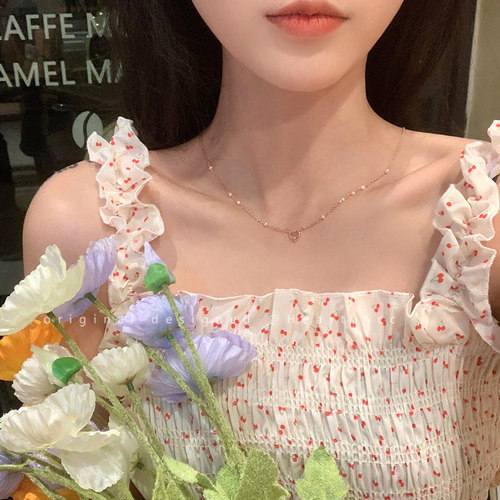 天然珍珠爱心项链女简约百搭颈链