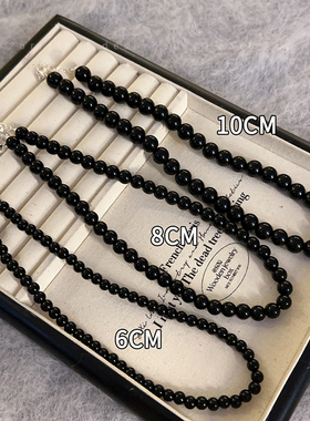 fever同款黑色玛瑙珍珠项链女2025新款串珠锁骨链法式高级感颈链