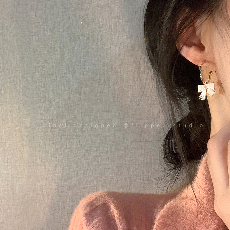 蝴蝶结耳环女怦然心动滴釉