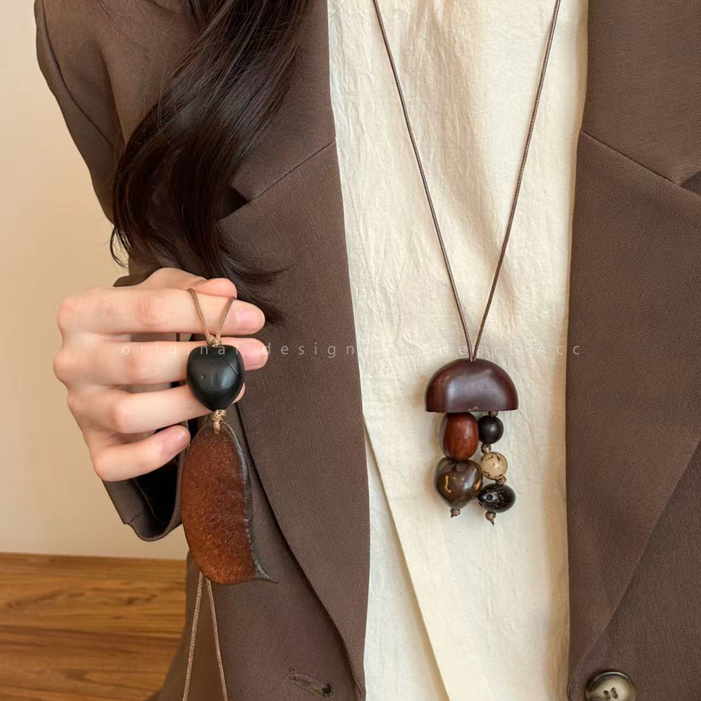 棕色天然果实吊坠长款复古项链女小众独特设计抽拉挂脖毛衣链配饰,饰品/流行首饰/时尚饰品新,项链,淘宝优惠券,粉丝福利购,淘宝优惠卷