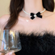 黑丝绒蝴蝶结珍珠项链女法式 小香风绝美颈链轻奢高级感锁骨链配饰