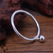 Vòng tay bạc 999 Sterling Bạc Phong cách nữ tính Vòng tròn bóng kín Đóng đầy vòng tay bạc cộng với chuông 铛 Vòng tay rắn gửi bạn gái - Vòng đeo tay Cuff