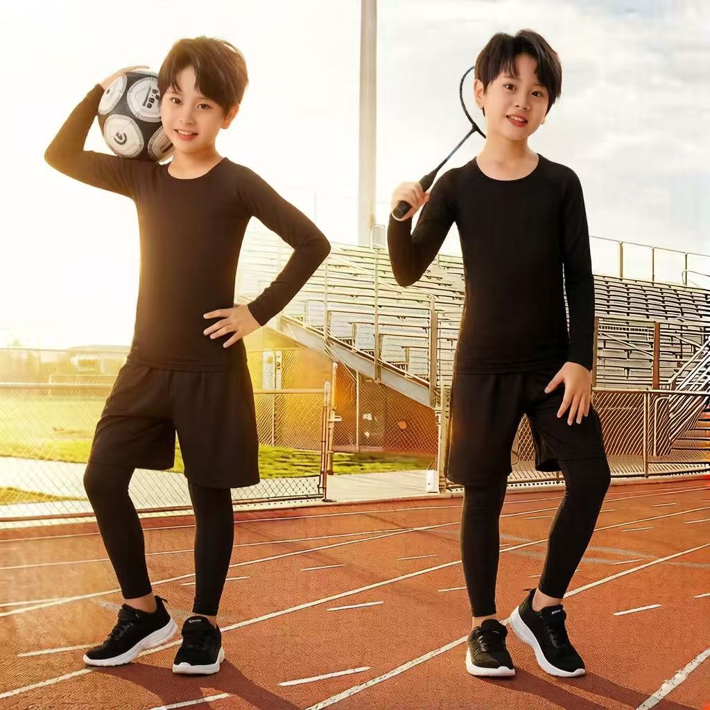 儿童紧身衣训练服跑步健身服男童速干衣篮球足球打底透气运动套装