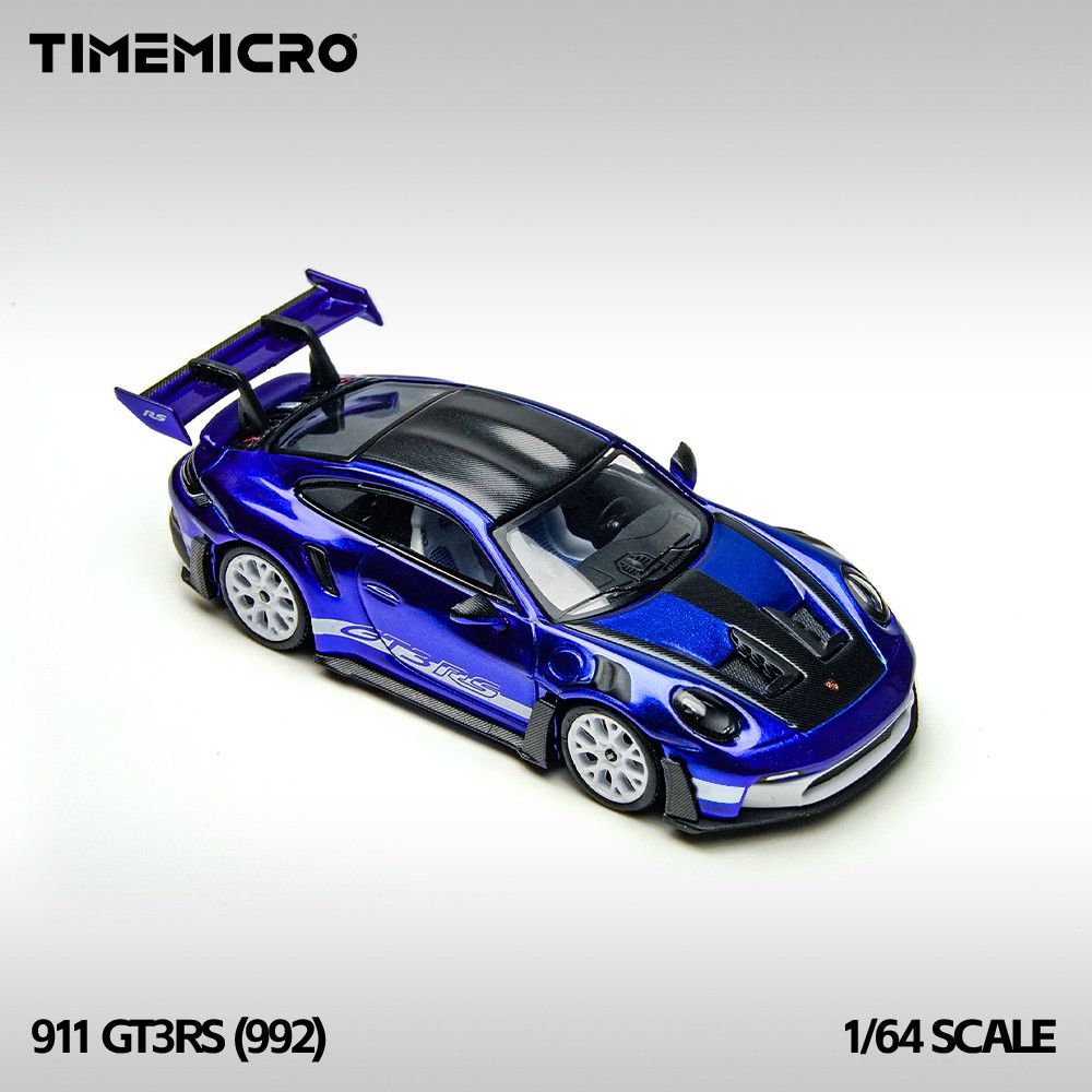 现货TimeMicro1:64  保时捷992 GT3 RS 圣马力诺蓝合金汽车模型