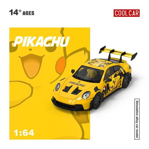 现货 CC 1:64 保时捷992 GT3 RS 皮卡丘涂装 合金汽车收藏模型