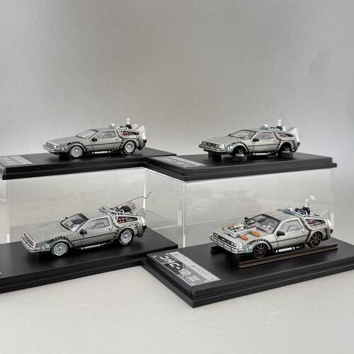 MJ 1:64回到未来时光机Delorean DMC-12仿真合金汽车模型收藏摆件