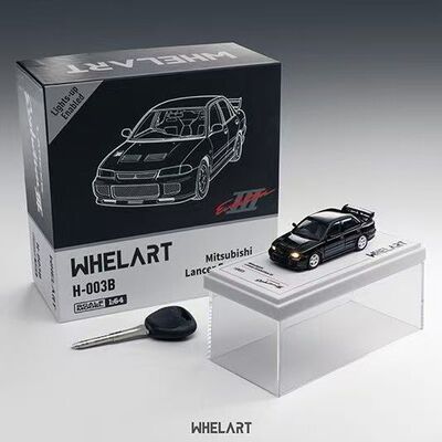 新品 WHELART轮艺 1:64三菱evo3黑色(灯光功能) 仿真合金汽车模型