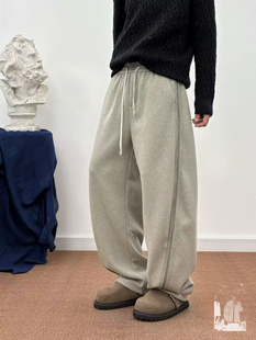 休闲裤 美式 慵懒风厚款 型直筒窄腰头弧形香蕉锥形裤 复古潮牌弯刀版