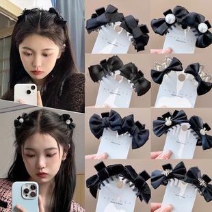 耳后发夹精灵耳蝴蝶结公主头抓夹甜美发夹前额刘海夹气质夹子发卡