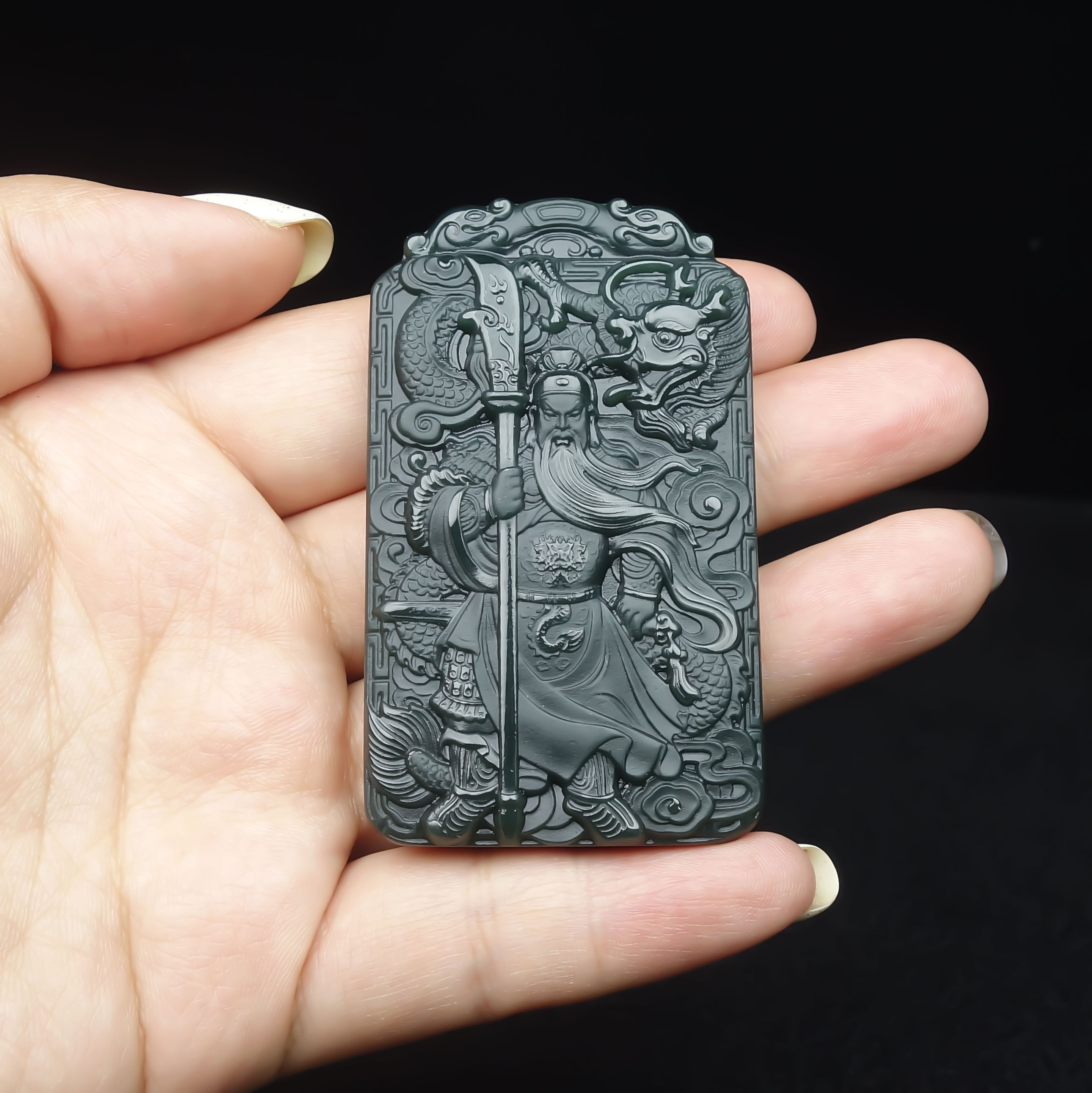 一品青玉和田玉关公玉牌青玉义薄云天玉坠男士女士玉挂件玉石玉佩