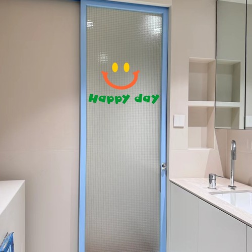 笑脸英文Happy day治愈家居装饰贴纸店铺橱窗玻璃门镜子装饰