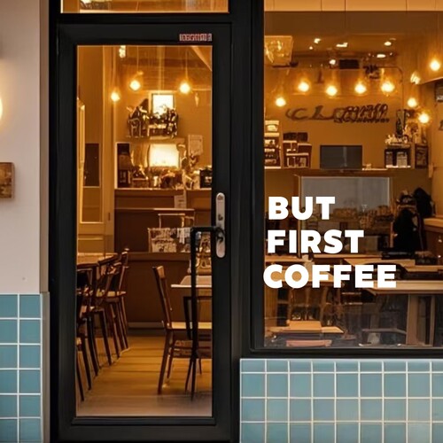 BUT FIRST COFFEE咖啡店橱窗玻璃门简约装饰贴纸 可定制尺寸