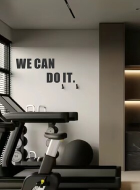 WE CAN DO IT英文励志标语健身房运动馆镜子玻璃背景墙装饰墙贴