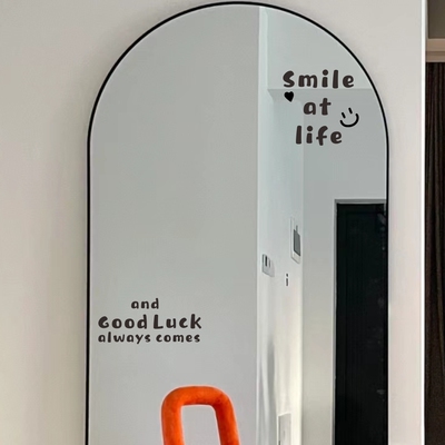 英文美好祝愿smile at life good luck创意穿衣镜 镜子装饰贴纸