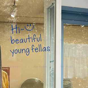 英文漂亮的年轻人们积极向上的文字贴纸装饰玻璃门橱窗镜子贴纸