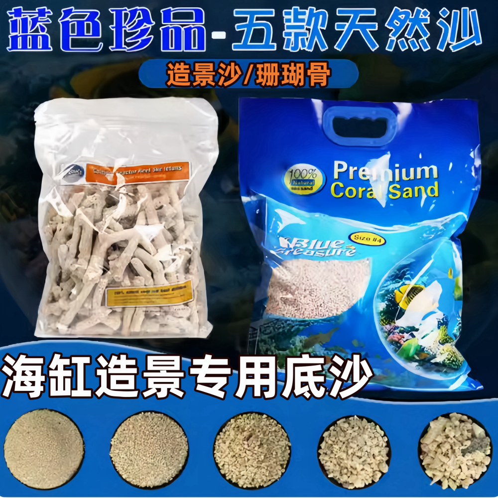 蓝色珍品珊瑚沙海缸造景珊瑚骨沙
