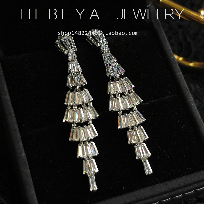 高端梯形超闪锆石气质流苏耳针耳钉耳坠耳环圆脸显瘦无耳洞改耳夹,饰品/流行首饰/时尚饰品新,耳环,淘宝优惠券,粉丝福利购,淘宝优惠卷