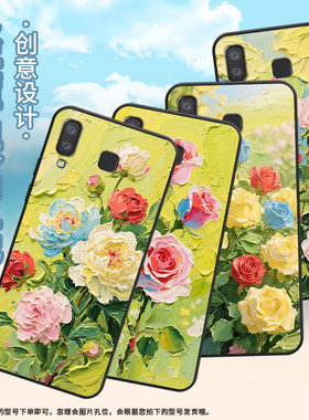 适用三星M01Core手机壳A8+防摔SamsungJ4Plus春天油画SM-J610F三星A6s高级SM-G8870耐磨GalaxyA21s保护套