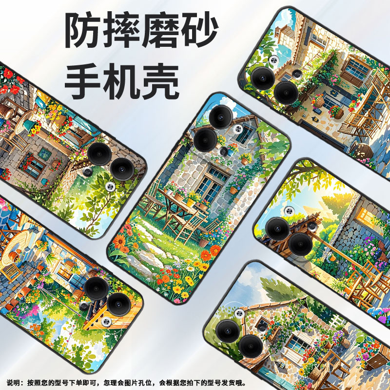 适用OPPOReno3Pro手机壳CPH2109耐磨花花草草保护套Reno9全包边Reno4Pro硅胶PJH110商务Reno6Pro磨砂壳