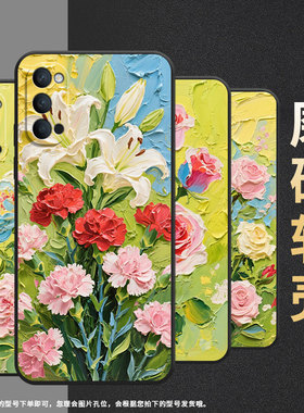 适用OPPOReno2Z手机壳10x黑色PCCM00商务0pp0RenoAce保护套Ace2油画花朵Reno4Z高级PCKM70轻薄Reno5软壳