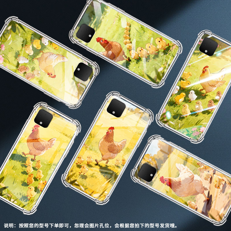适用谷歌Pixel2手机壳Pixel2XL卡通鸡谷歌Pixel3气囊壳Pixel3XL卡通鸡GooglePixel3A防摔保护套
