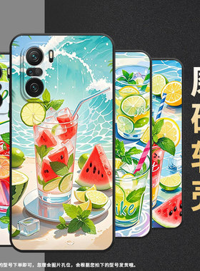 适用小米pocof3手机壳pocof4防摔f4gt夏天冰饮xiaomipocof5商务pocof5pro/f7ultra高级24069pc21g保护套