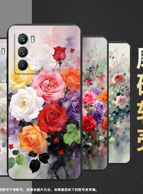 适用vivot1手机壳5g国外版黑色v2151商务vivit2防摔t2x蔷薇花全包viv0t1x时尚v2334男女款t1pro保护套