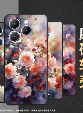 适用传音infinixhot40手机壳tecnopova3保护套smart8防摔朦胧蔷薇花pova6pro耐磨lf7n高级x6836全包边软壳