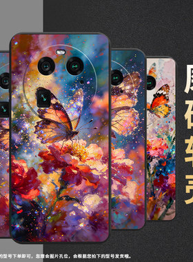 适用oppoa1pro手机壳findx6商务油画蝴蝶全包0pp0f23细外壳findx3pro耐磨oppofindx5pro硅胶phz110保护套