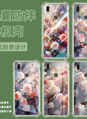 适用vivov11印度手机气囊壳vivov9youth朦胧蔷薇花四角防摔viv0v17neo手机壳高级感viviv20pro潮流保护套