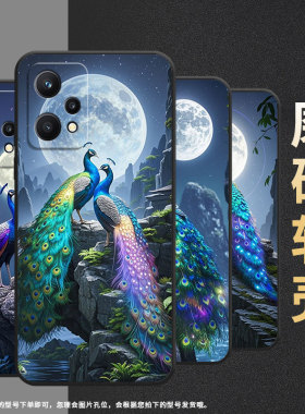 适用Realme8Pro手机壳RMX2030真我6/8S纯黑色Realme8个性RMX3612保护套七彩孔雀真我9i商务9Pro+磨砂壳