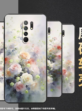 适用小米POCOX4NFC手机壳商务PocoM2Reloaded时尚磨砂壳XiaomiPocoM2Pro高级梦幻蔷薇花PocoM2全包边保护套