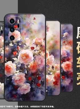 适用华为p30lite手机壳p10硅胶vky-l29朦胧蔷薇花huaweip20保护套p20plusp40简约abr-al60商务pura70磨砂壳