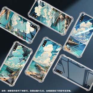 适用LGK41s手机气囊壳LGK22高级感LGK31手机壳LGK22Plus四角防摔海边码头中国风LM-K410EMW简约保护套