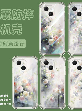 适用传音tecnospark40pro+气囊壳spark40c四角防摔梦幻蔷薇花tecnospark40pro手机壳spark40潮流km6保护套