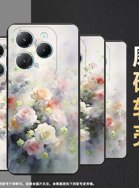 适用传音InfinixHot40Pro手机壳Hot30Play潮流磨砂壳InfinixHot40i商务防摔Hot30PlayNFC梦幻蔷薇花保护套