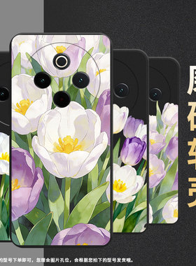 适用vivoy78手机壳y78plus全包边v2271a纯黑色viviy200pro硅胶y100耐磨郁金香花丛商务viv0y300plus保护套