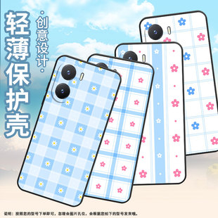 y36m 男女款 y36新款 磨砂y37商务y38高级感y35方格格子华y35 V2318A硅胶 y35m 适用vivoy354g手机壳y36国际版