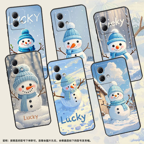 适用MOTOG50手机壳G51防摔XT2221-1可爱雪人摩托罗拉G55软壳G73/G64MotorolaGPower个性XT2125-4保护套