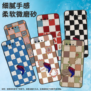 适用rogphone5手机壳rog游戏手机3高级感rog游戏手机5s简约轻薄耐脏棋盘格黑个性 硅胶油画格子防摔暖冬方块