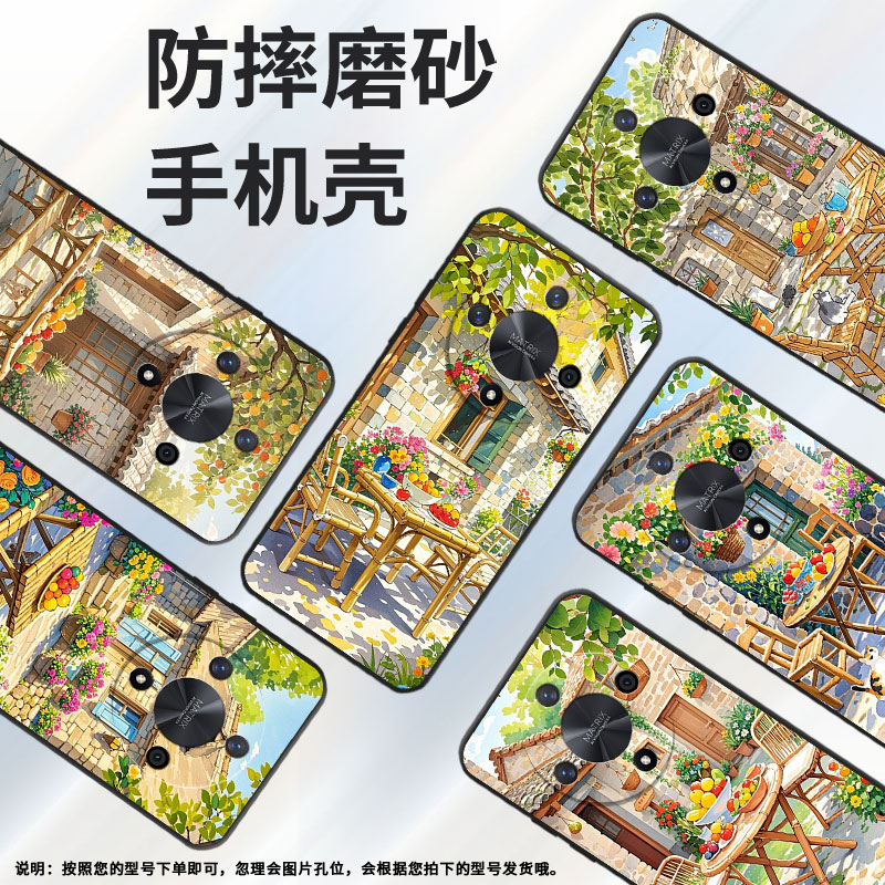 适用荣耀X9A手机壳ALI-NX1商务X9C黑色鸟语花香X40防摔V40轻奢版ALI-AN00软壳V40Lite硅胶荣耀V40保护套