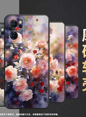适用opporeno6手机壳5gcph2237软壳0pp0reno8pro高级5g国外保护套pfdm00朦胧蔷薇花reno8硅胶reno8t磨砂壳