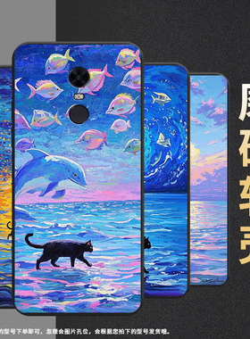 适用红米Y3手机壳商务时尚note82021国外磨砂壳红米Y2高级感红米7油画海面男女M1803E6I全包边个性保护套