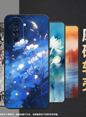适用华为nova13pro手机壳nova8蓝色花卉huaweinova9pro耐磨brq-an00全包边华为hinova10pro硅胶保护套