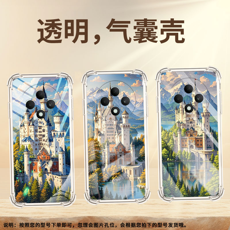 适用OPPOReno11F手机壳0pp0Reno12F防摔OPPOReno12FS新天鹅堡OPPOReno13气囊壳OPPOReno13F男女款保护套