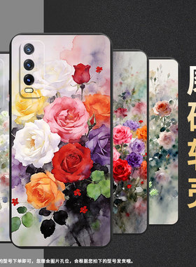 适用vivoy30手机壳y31s硅胶v2158a蔷薇花高级感viviy32t防摔爆v2166a保护套viv0y33s商务耐磨y33e软壳