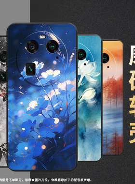 适用oppofindx6手机壳a2pro商务蓝色花卉全包边0pp0a98细外壳findx2耐磨oppofindx5pro硅胶phz110保护套