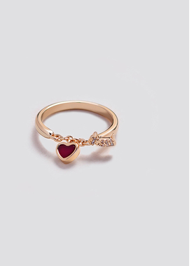 合金贝壳戒指 312 V金工艺 爱心红色小狗戒指